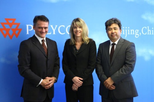 Polycom��̫�^(q��)�����ձȺ����������ޅ^(q��)����Hansjoerg Wagner (��һ)��Polycomȫ���N�ۈ�(zh��)�и�����Tracey Newell(����)��Polycom�Ї��^(q��)����(j��ng)�����(��һ)